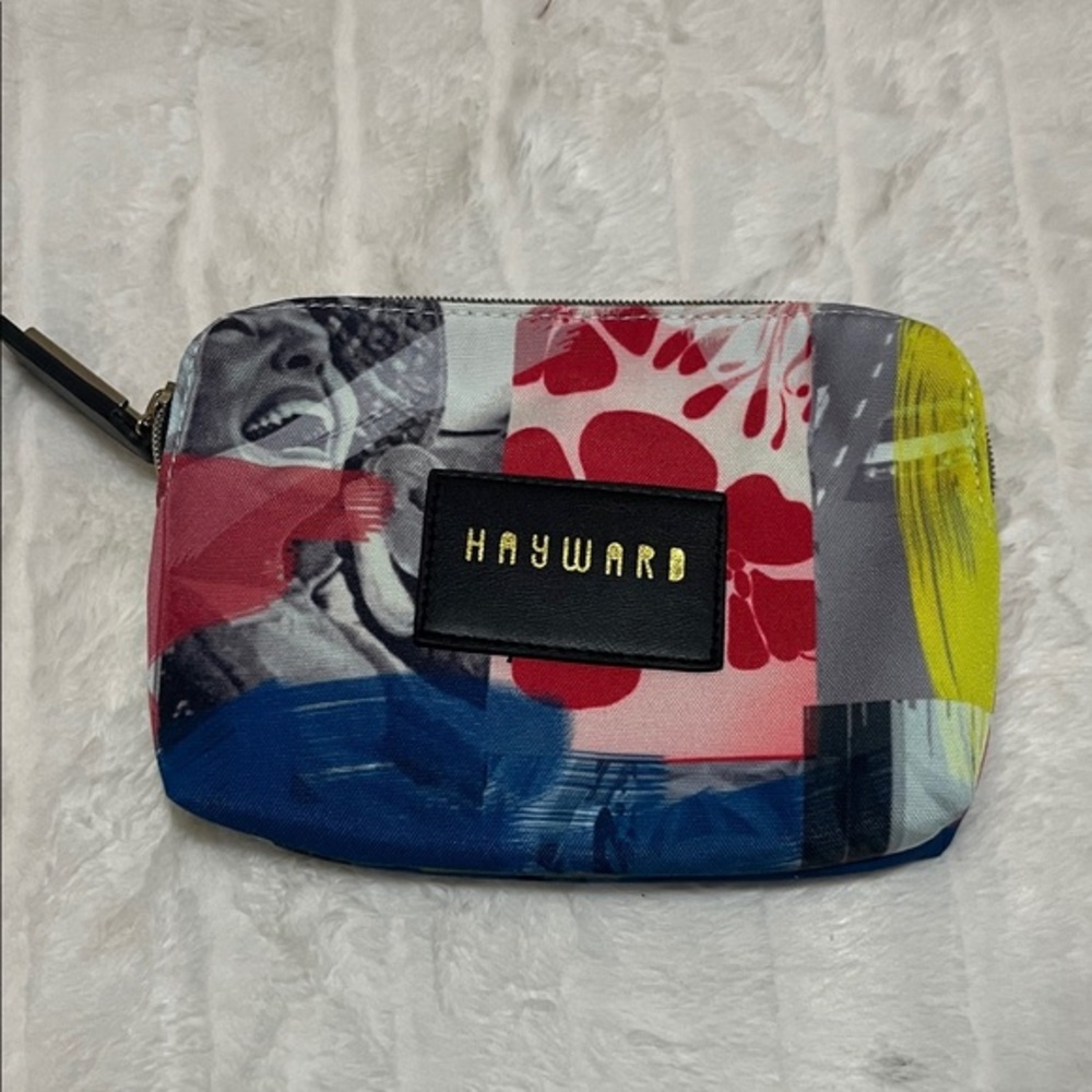 Hayward Colorful Canvas Zip Pouch With Modern Art Design